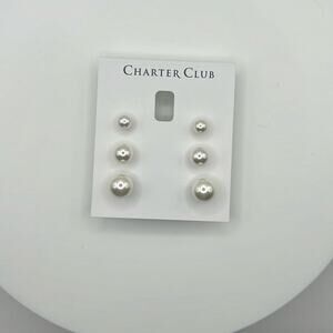 charter club set of 3 faux pearl earrings